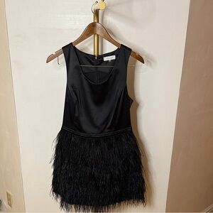 Sugarlips Black Sleeveless Mini Dress with Feathered Skirt